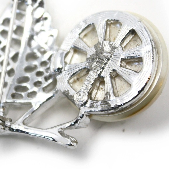 Vintage Sarah Coventry 1.5" Pin - Silver Pearl & Leaf in Original Box - Hey Viv - Picture 4 of 7